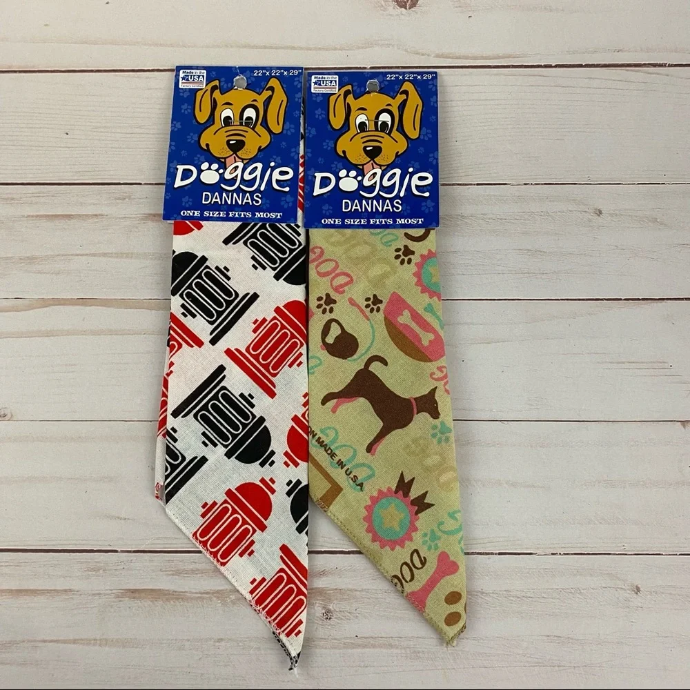 Doggie Dannas Dog Bandana Scarf OSFM Lot Of 2 NEW